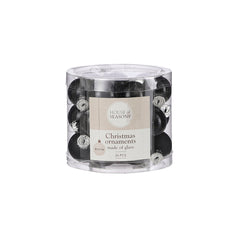 Mini Glass Bauble Set - Black (2.5cm, 24 Pieces)