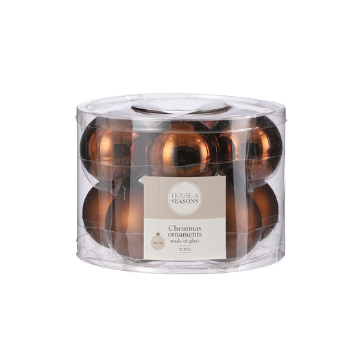 Glass Bauble Set - Brown (6cm, 10 Pieces)
