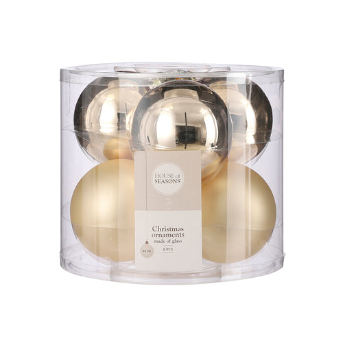 Glass Bauble Set - Champagne (8cm, 6 Pieces)