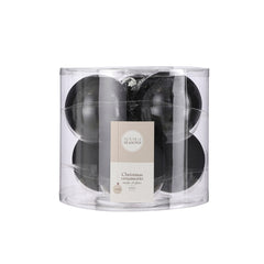 Glass Bauble Set - Black (8cm, 6 Pieces)