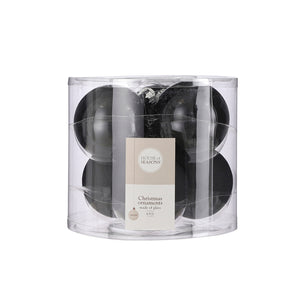 Glass Bauble Set - Black (8cm, 6 Pieces)