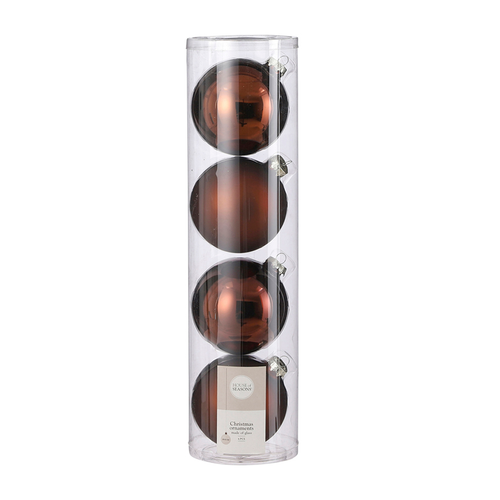 Glass Bauble Set - Brown (10cm, 4 Pieces)