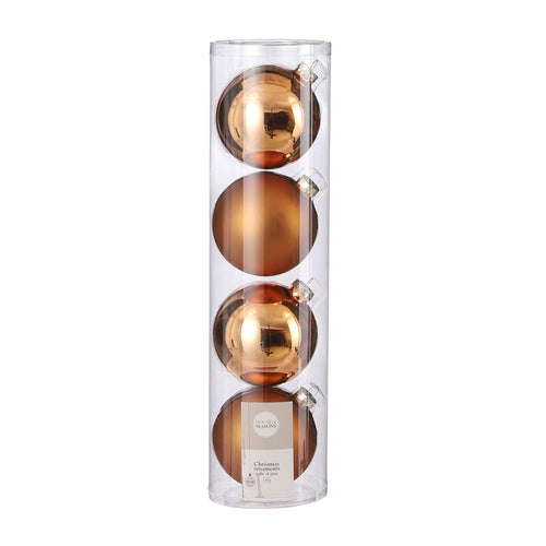 Glass Bauble Set - Copper (10cm, 4 Pieces)