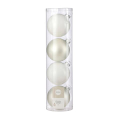 Glass Bauble Set - White (10cm, 4 Pieces)