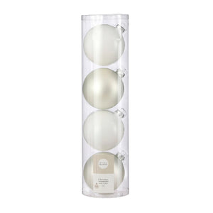 Glass Bauble Set - White (10cm, 4 Pieces)