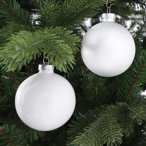 Glass Bauble Set - White (10cm, 4 Pieces)