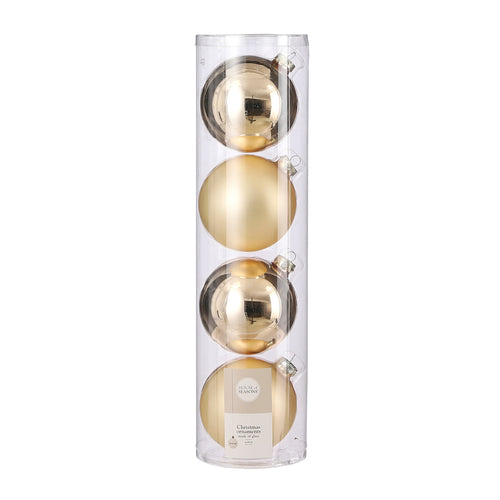 Glass Bauble Set - Champagne (10cm, 4 Pieces)