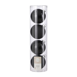 Glass Bauble Set - Black (10cm, 4 Pieces)