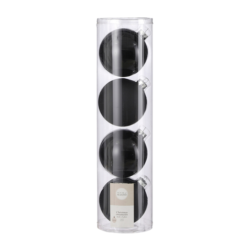 Glass Bauble Set - Black (10cm, 4 Pieces)