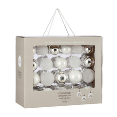 Glass Bauble Set - White (42 Pieces)