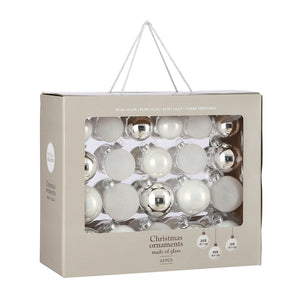 Glass Bauble Set - White (42 Pieces)