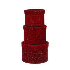 Red Flocked Storage Box (11.5cm)