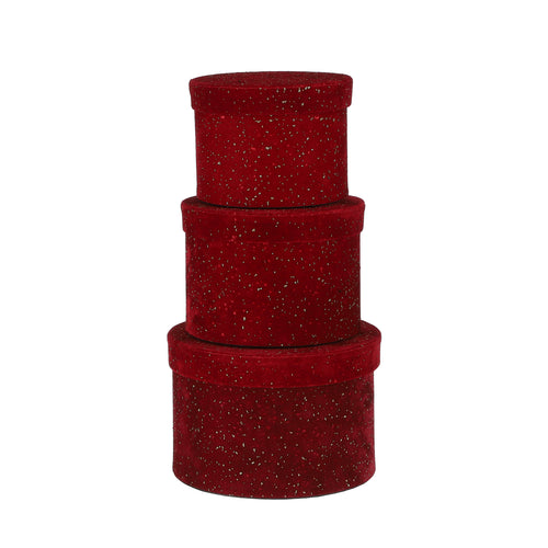 Red Flocked Storage Box (14cm)