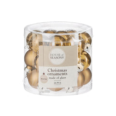 Mini Glass Bauble Set - Gold (2.5cm, 24 Pieces)