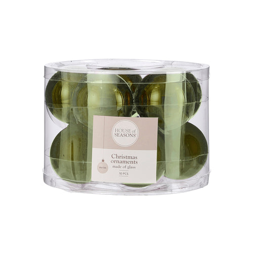 Glass Bauble Set - Dark Green (6cm, 10 Pieces)