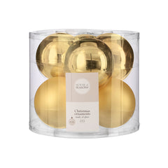 Glass Bauble Set - Gold (8cm, 6 Pieces)