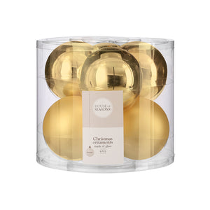 Glass Bauble Set - Gold (8cm, 6 Pieces)