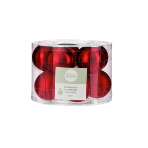 Bauble glass d. red 10 pcs d6cm