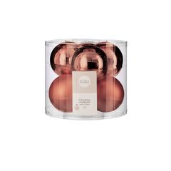 Glass Bauble Set - Pink (8cm, 6 Pieces)