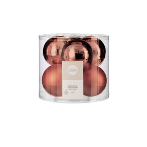 Glass Bauble Set - Pink (8cm, 6 Pieces)