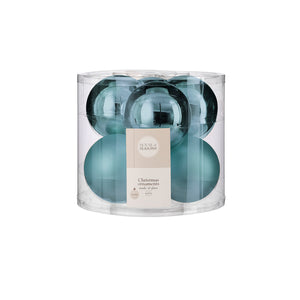 Bauble glass l. blue 6 pcs d8cm