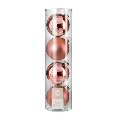 Bauble glass pink 4 pcs d10cm