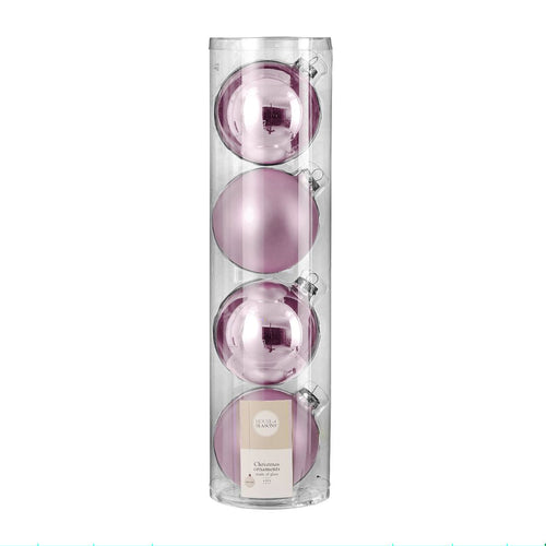 Glass Bauble Set - Lilac (10cm, 4 Pieces)