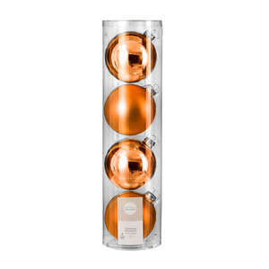 Bauble glass orange 4 pcs d10cm