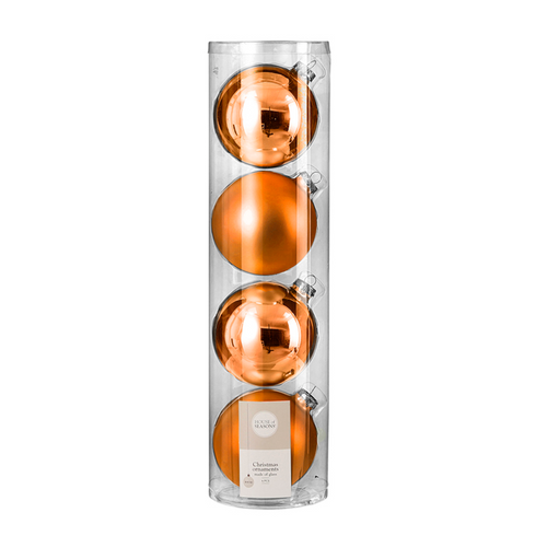 Bauble glass orange 4 pcs d10cm