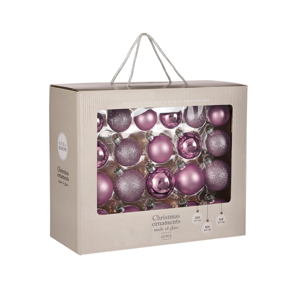Bauble glass lilac 42 pcs