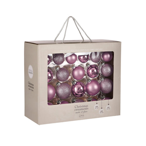 Bauble glass lilac 42 pcs