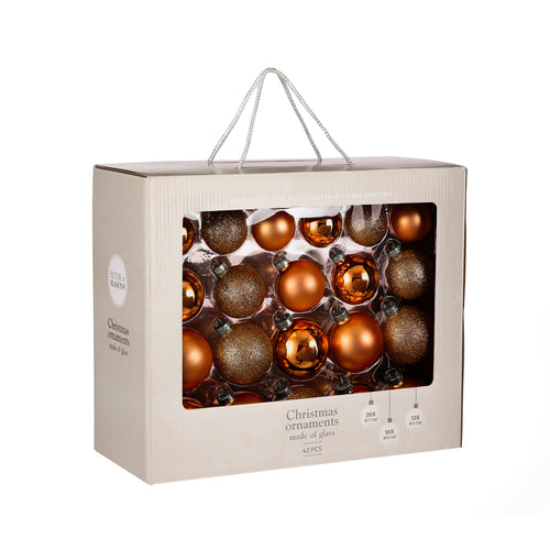 Bauble glass orange 42 pcs