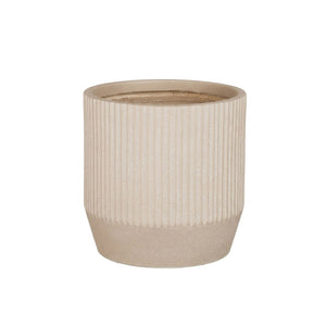 Nuovo Ribbed Round Beige Planter (24 cm)