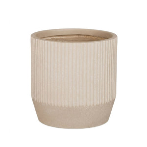 Nuovo Ribbed Round Beige Planter (36 cm)