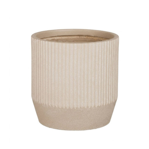Nuovo Ribbed Round Beige Planter (36 cm)