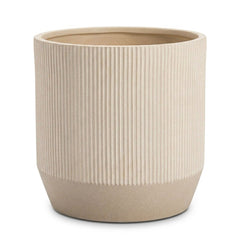 Nuovo Ribbed Round Beige Planter (45 cm)