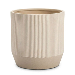 Nuovo Ribbed Round Beige Planter (45 cm)