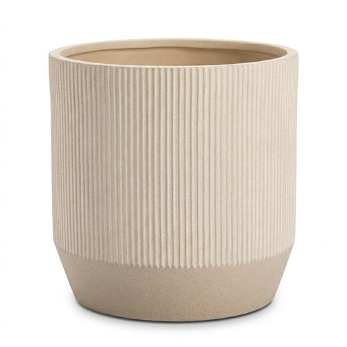 Nuovo Ribbed Round Beige Planter (45 cm)