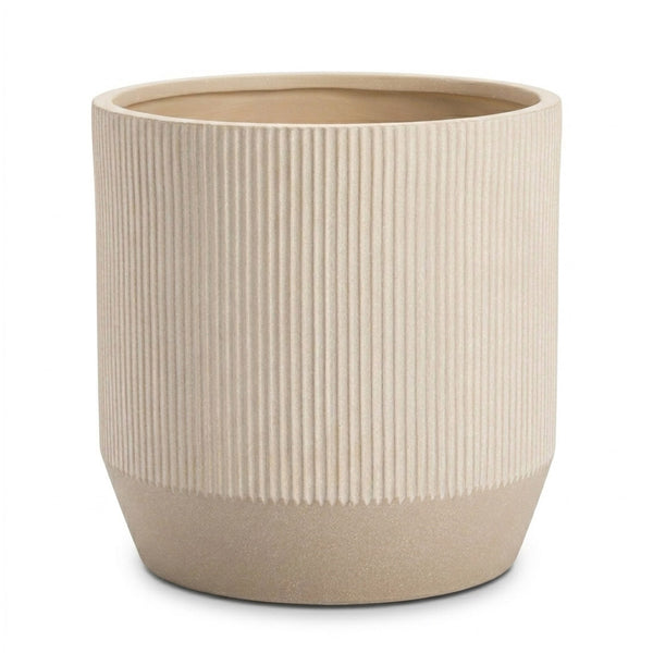 Nuovo Ribbed Round Beige Planter (45 cm)