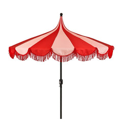 Kim Fringed Patio Parasol (Red, 238 cm)