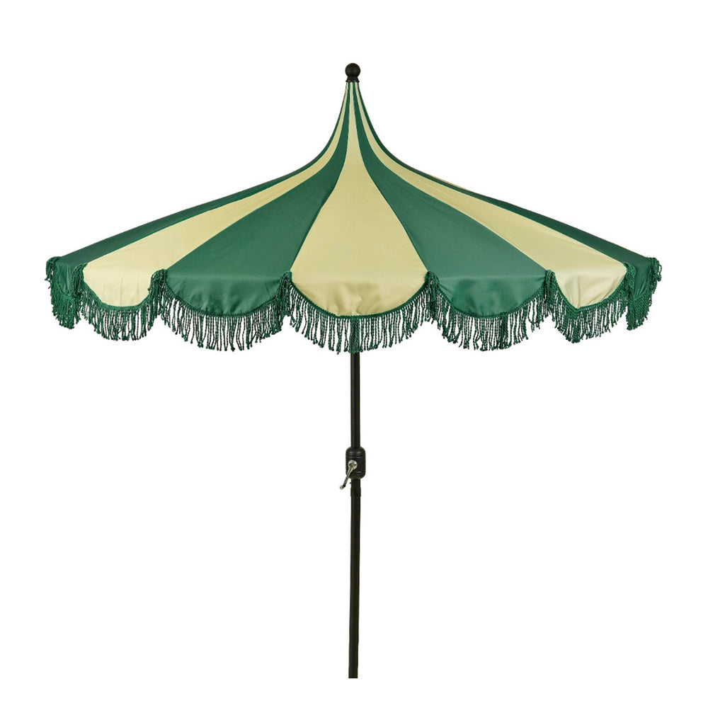 Kim Fringed Patio Parasol (Dark Green, 238 cm)