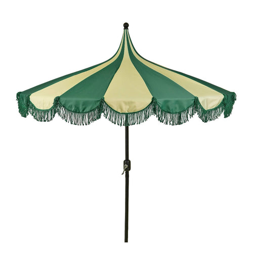 Kim Fringed Patio Parasol (Dark Green, 238 cm)