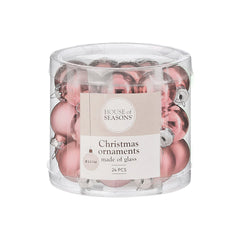 Mini Glass Bauble Set - Pink (2.5cm, 24 Pieces)