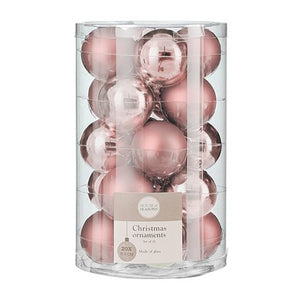 Mini Glass Bauble Set - Pink (4cm, 20 Pieces)