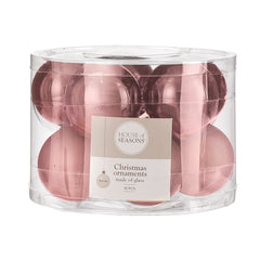 Glass Bauble Set - Pink (6cm, 10 Pieces)