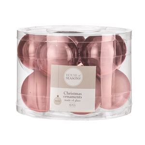 Glass Bauble Set - Pink (6cm, 10 Pieces)