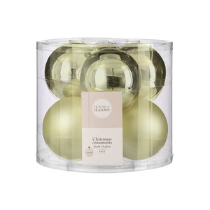 Glass Bauble Set - Light Green (8cm, 6 Pieces)