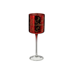Red Christmas Hurricane Lamp On Foot (20cm)