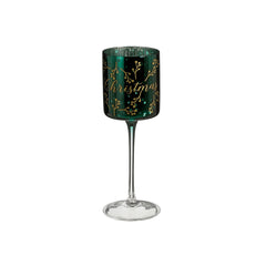 Green Christmas Hurricane Lamp On Foot (20cm)