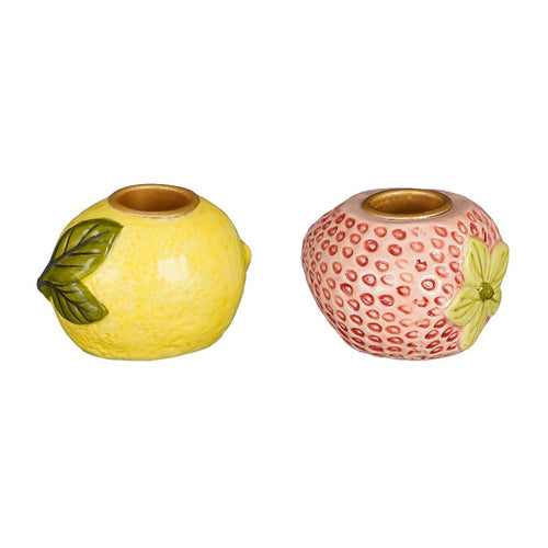 Candle holder strawberry lemon h7cm each at